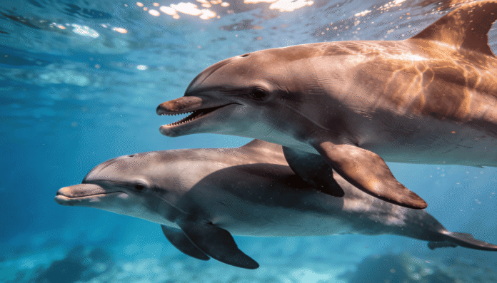 O jeito fofo que as mães golfinhos mudam a voz para falar com os filhotes