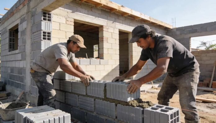 Os novos tijolos de plástico reciclado que se encaixam como Lego e permitem montar uma casa em pouquíssimos dias